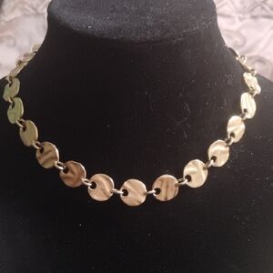 Elegant Gold Disc Necklace With Earrings